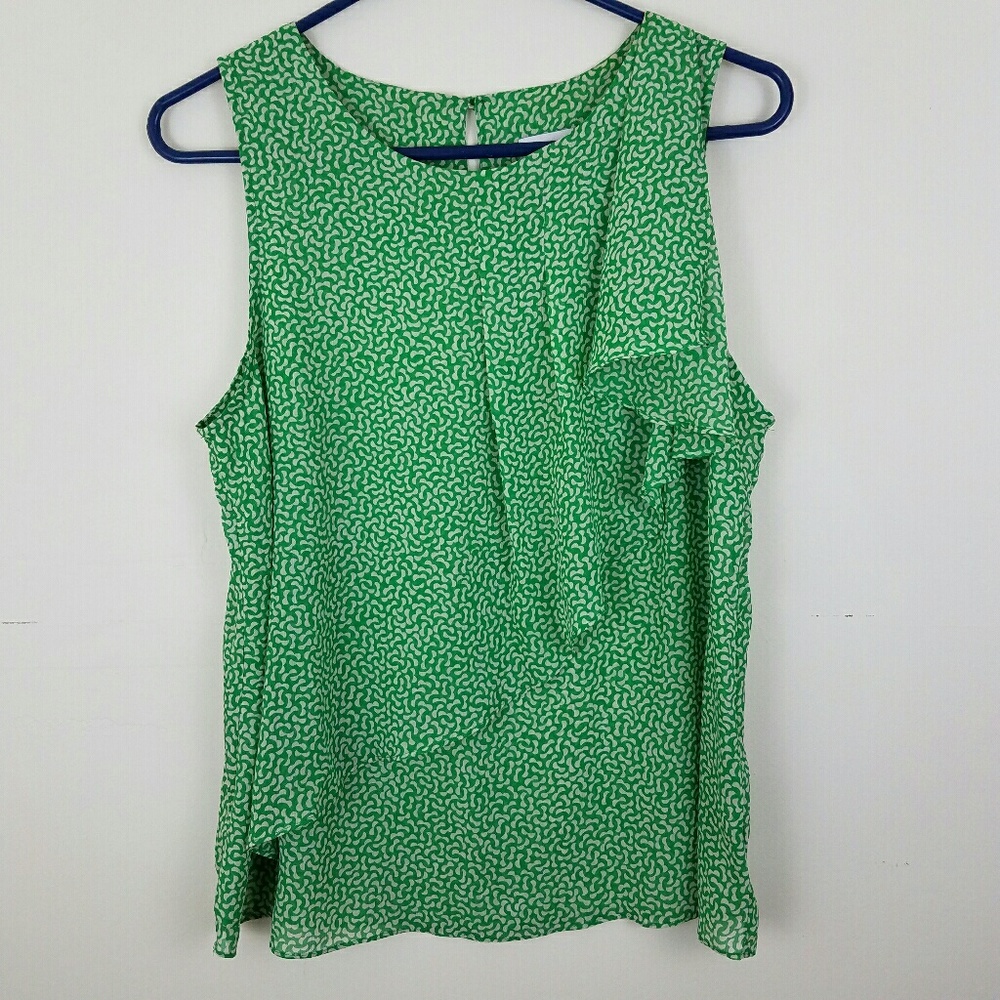 Anthro HD in Paris green & white top size 10